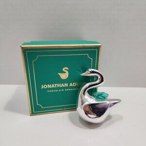 Jonathan Adler Porcelain Metallic Swan Ornament With Box